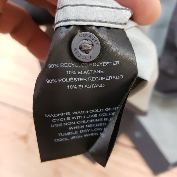 Voyager Shirt Mens Medium Gray Geometric Print Short Sleeve Button Down Outdoor - Picture 8 of 9